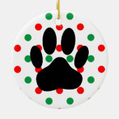 Dog Pawprint Red Green Polka Dots Keramisch Ornament (Achterkant)