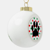 Dog Pawprint Red Green Polka Dots Keramische Bal Ornament (Links)