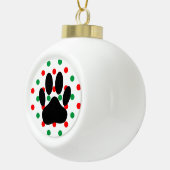 Dog Pawprint Red Green Polka Dots Keramische Bal Ornament (Rechts)