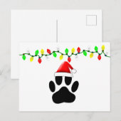 Dog Pawprint Santa Hat Christmas Lights Feestdagenkaart (Voorkant / Achterkant)