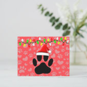 Dog Pawprint Santa Hat-kerstlampjes Feestdagenkaart (Staand voorkant)