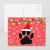Dog Pawprint Santa Hat-kerstlampjes Feestdagenkaart (Voorkant / Achterkant)
