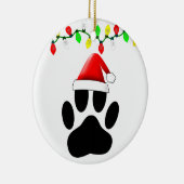 Dog Pawprint Santa Hat-kerstlampjes Keramisch Ornament (Rechts)