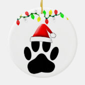 Dog Pawprint Santa Hat-kerstlampjes Keramisch Ornament (Achterkant)