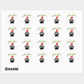 Dog Pawprint Santa Hat-kerstlampjes Ronde Sticker (Vel)