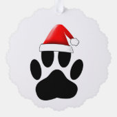 Dog Pawprint Santa Hat Ornament Kaart (Achterkant)