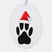 Dog Pawprint Santa Hat Ornament Kaart (Links)