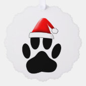 Dog Pawprint Santa Hat Ornament Kaart (Voorkant)