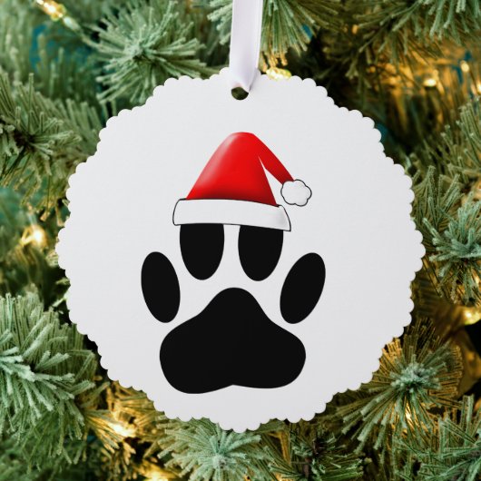 Dog Pawprint Santa Hat Ornament Kaart (Insitu (Drie))
