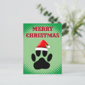 Dog Pawprint Santas Pet Briefkaart (Staand voorkant)