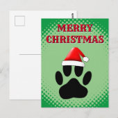 Dog Pawprint Santas Pet Briefkaart (Voorkant / Achterkant)