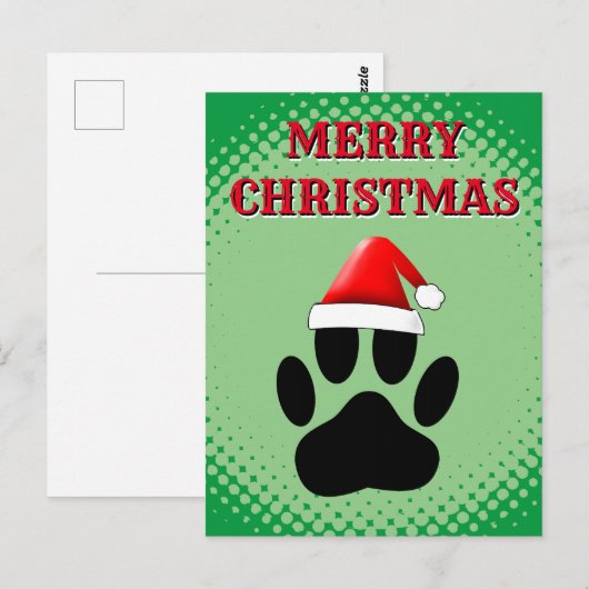 Dog Pawprint Santas Pet Briefkaart (Voorkant / Achterkant)