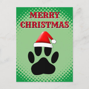 Dog Pawprint Santas Pet Feestdagenkaart