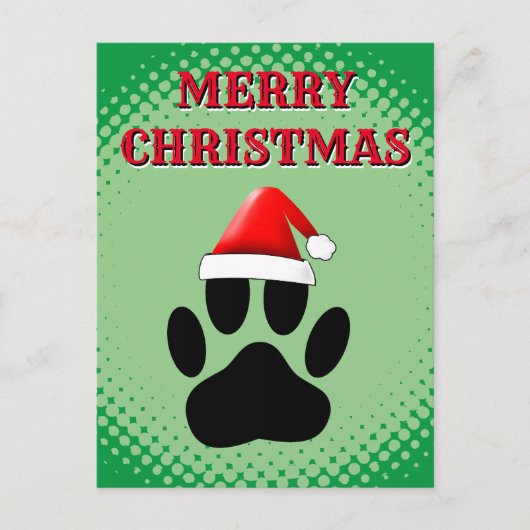 Dog Pawprint Santas Pet Feestdagenkaart (Voorkant)