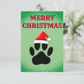 Dog Pawprint Santas Pet Kaart (Staand voorkant)