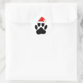 Dog Pawprint Santas Pet Ronde Sticker (Tas)