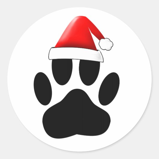 Dog Pawprint Santas Pet Ronde Sticker (Voorkant)