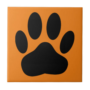 Dog Pawprint Sinaasappel Achtergrond Tegeltje