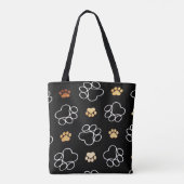 Dog Pawprint Tracks Black Canvas tas (Achterkant)