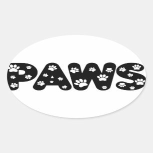 Dog Paws aangepaste tekst Ovale Sticker