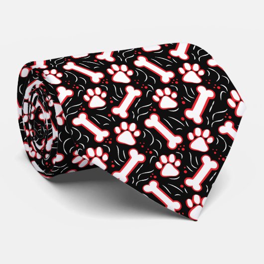 Dog Paws and Botten Funny Funky Party Stropdas (Opgerold)