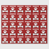 Dog Paws and Botten RED Custom Name V06 Cadeaupapier (Vlak)