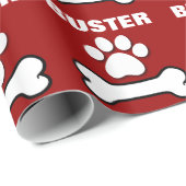 Dog Paws and Botten RED Custom Name V06 Cadeaupapier (Rol Hoek)