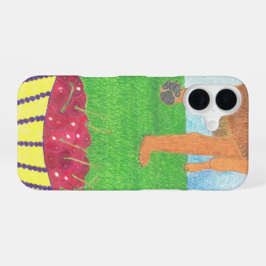 Dog paws and cherry phone case iPhone 16 hoesje (Achterkant horizontaal)