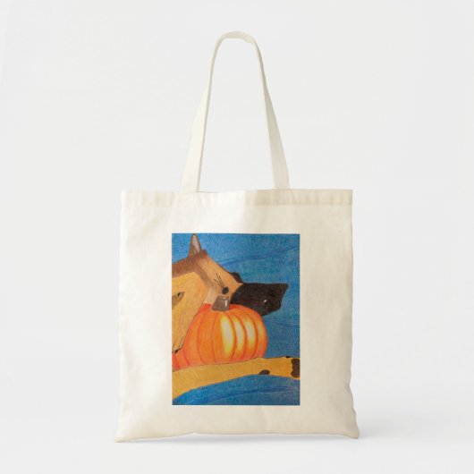 Dog paws and pumpkin bag tote bag (Voorkant)