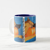 Dog paws and pumpkin Two-Tone coffee mug Tweekleurige Koffiemok (Voorkant links)