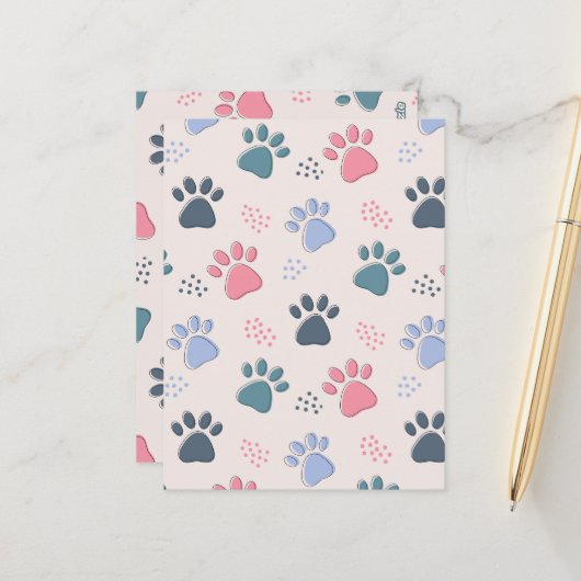 Dog Paws Animal Cute Pet Paws Gift for Pet Lovers Briefkaart (Voorkant / Achterkant in situ)