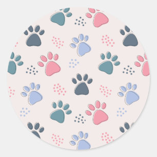 Dog Paws Animal Cute Pet Paws Gift for Pet Lovers Ronde Sticker