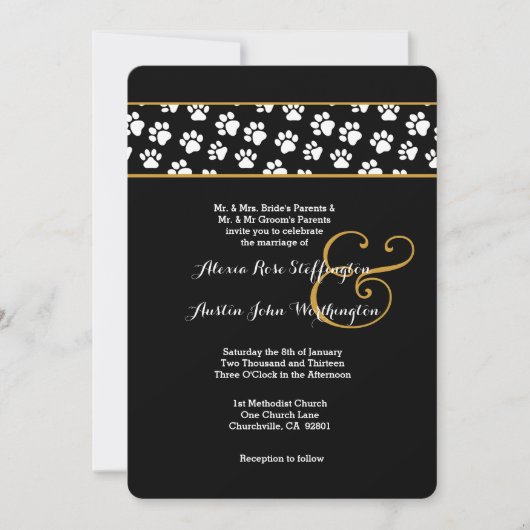 DOG PAWS Animal Print Wedding V03 Kaart (Voorkant)