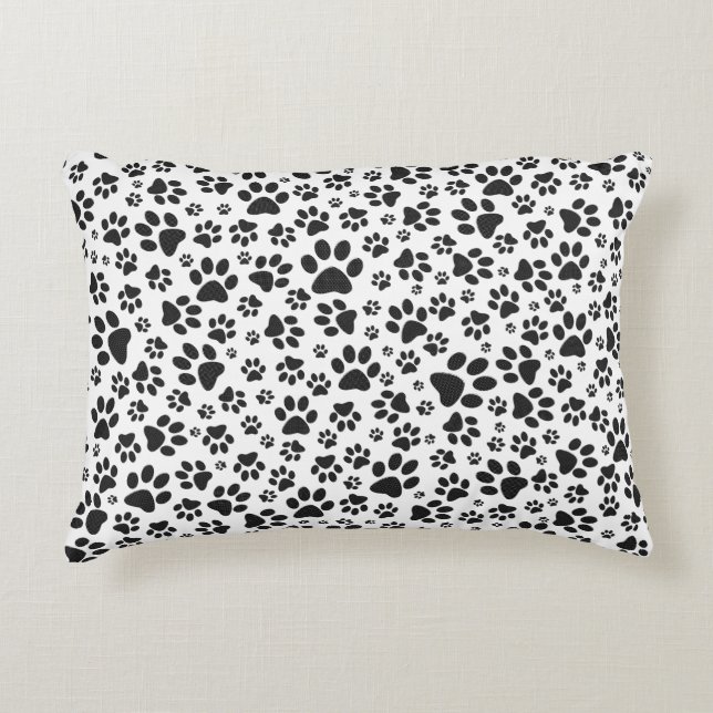 Dog Paws Black and White Polka Dot Accent Kussen (Voorkant)