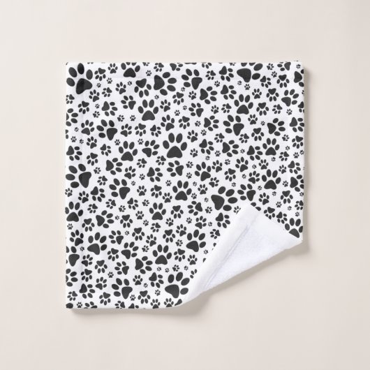 Dog Paws Black and White Polka Dot Bad Handdoek (Wasdoekje)