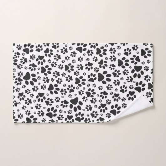 Dog Paws Black and White Polka Dot Bad Handdoek (Handdoek)
