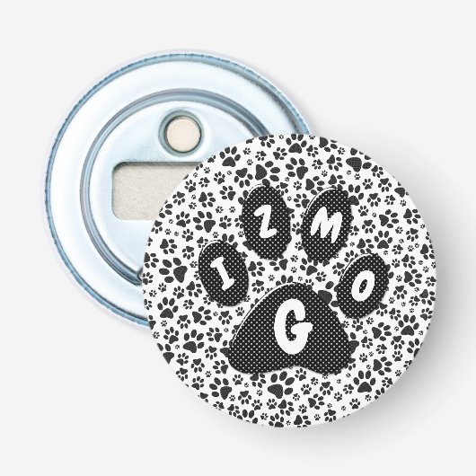 Dog Paws Black and White Polka Dot Bottle Opener (Voorkant)
