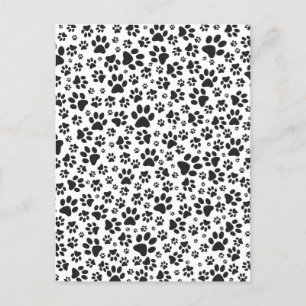 Dog Paws Black and White Polka Dot Briefkaart