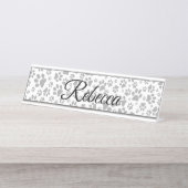 Dog Paws Black and White Polka Dot Bureau Naambordje (Voorkant)