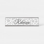 Dog Paws Black and White Polka Dot Bureau Naambordje (Voorkant)