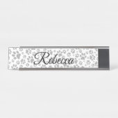 Dog Paws Black and White Polka Dot Bureau Naambordje (Voorkant)