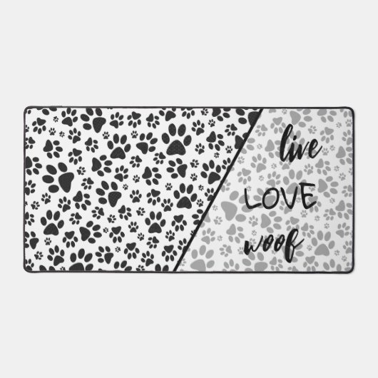 Dog Paws Black and White Polka Dot Bureaumat (Voorkant)