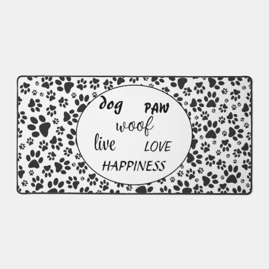 Dog Paws Black and White Polka Dot Bureaumat (Voorkant)