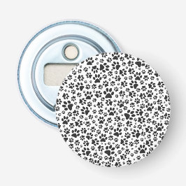 Dog Paws Black and White Polka Dot Button Flesopener