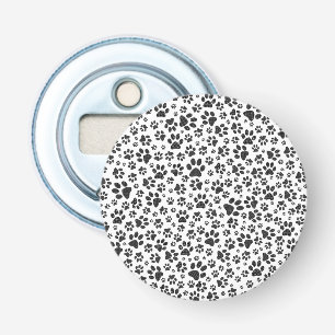Dog Paws Black and White Polka Dot Button Flesopener