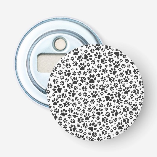 Dog Paws Black and White Polka Dot Button Flesopener (Voorkant)