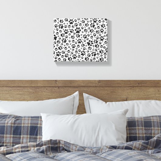 Dog Paws Black and White Polka Dot Canvas Afdruk (Insitu (Slaapkamer))