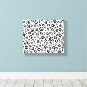 Dog Paws Black and White Polka Dot Canvas Afdruk (Insitu (Houten vloer))