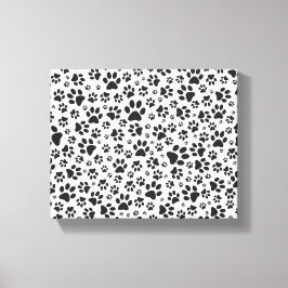 Dog Paws Black and White Polka Dot Canvas Afdruk