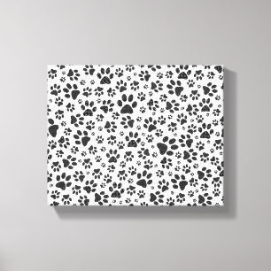 Dog Paws Black and White Polka Dot Canvas Afdruk